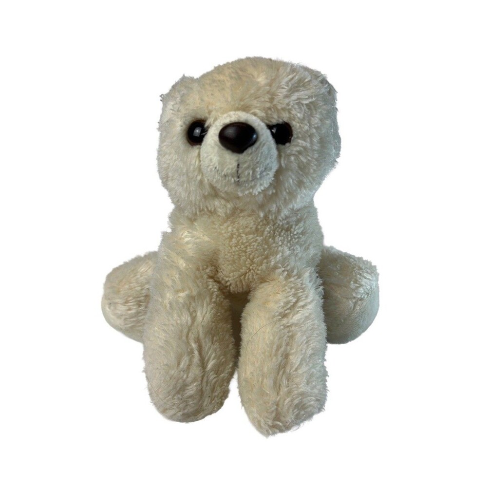 Aurora Cream Polar Bear Plush Stuffed Animal Toy Brown Nose Small